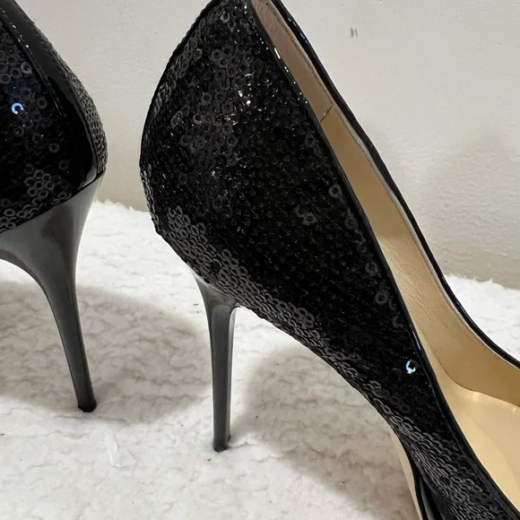 Jimmy Choo COSMIC Black Sequin Patent Leather Platform - Picture 4 of 13